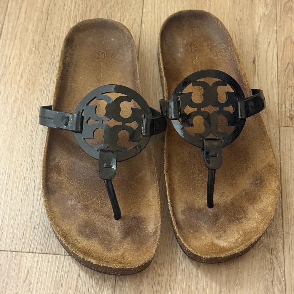 Tory Burch | Miller Cloud | Patent Leather / Cork Black | Sz 9